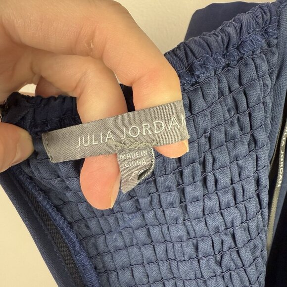 Julia Jordan Women's Navy Blue Belted Button Midi Dress Front Size 8 Party Chic - Picture 10 of 11